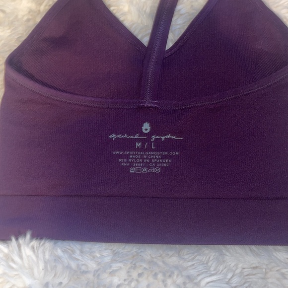 Spiritual Gangster Icon Seamless T-Back Sports Bra, Blackberry size Medium - Picture 3 of 4